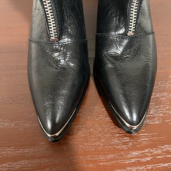 PAIGE Piper Black Leather Western / Moto Zipper Detail Booties Boots Size 9 - Picture 6 of 15